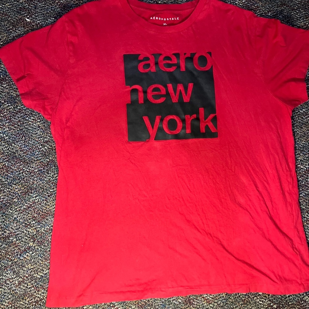 Aeropostale T Shirt  Size XL Men Red Black Graphic 100% Cotton New York